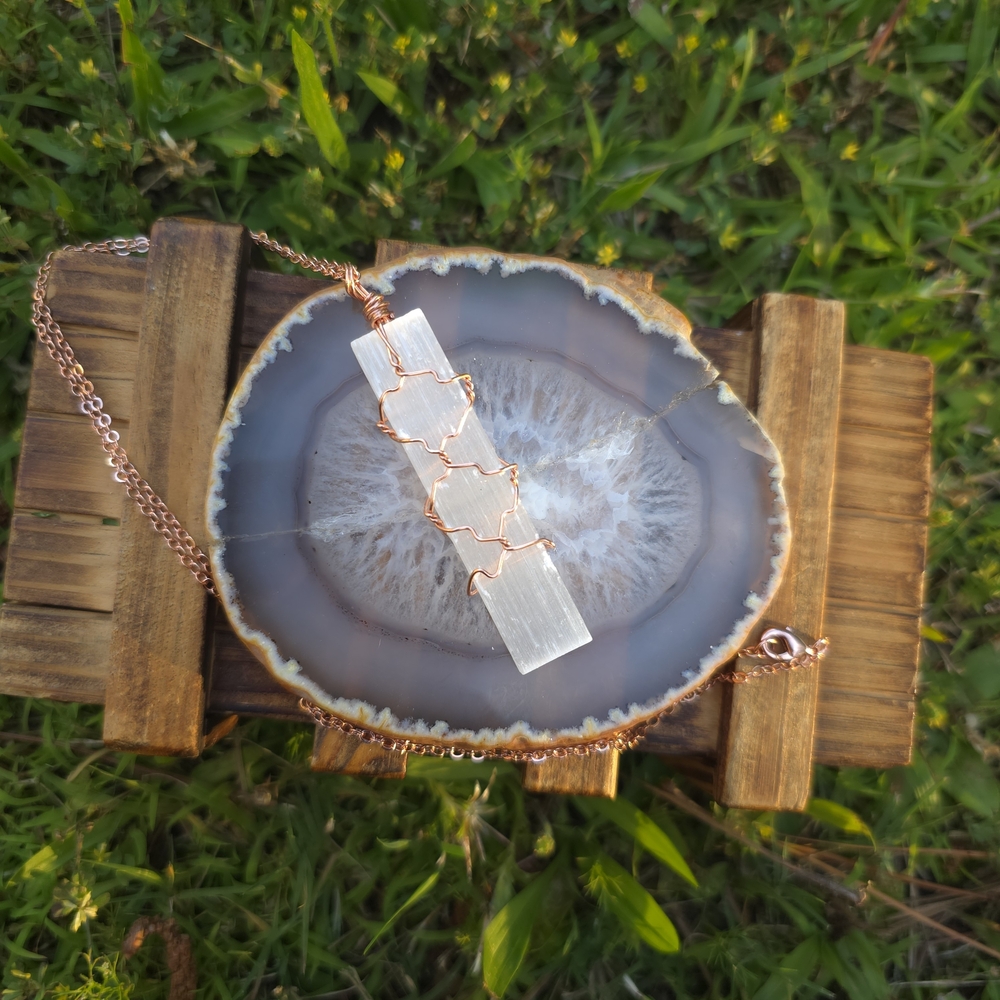 Rose Gold Selenite Necklace